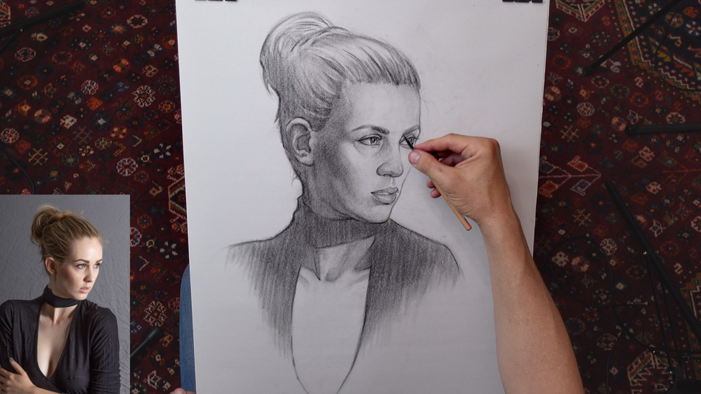 Portrait Drawing Demonstration: How to Draw a Woman's Portrait