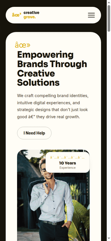 Animated mobile walkthrough of the Creative Grove website