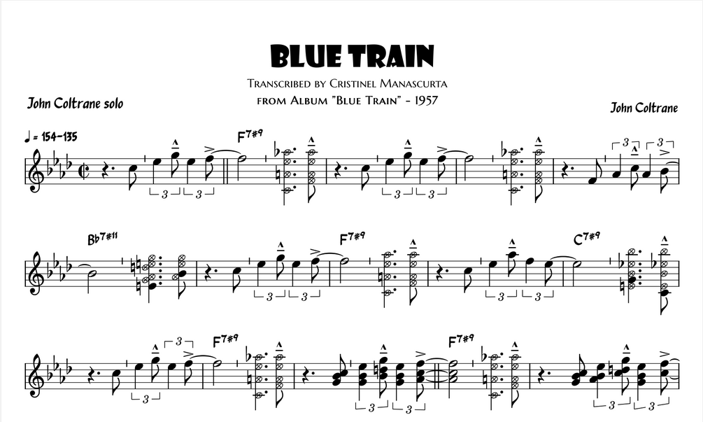 John Coltrane Blue Train, tenor sax