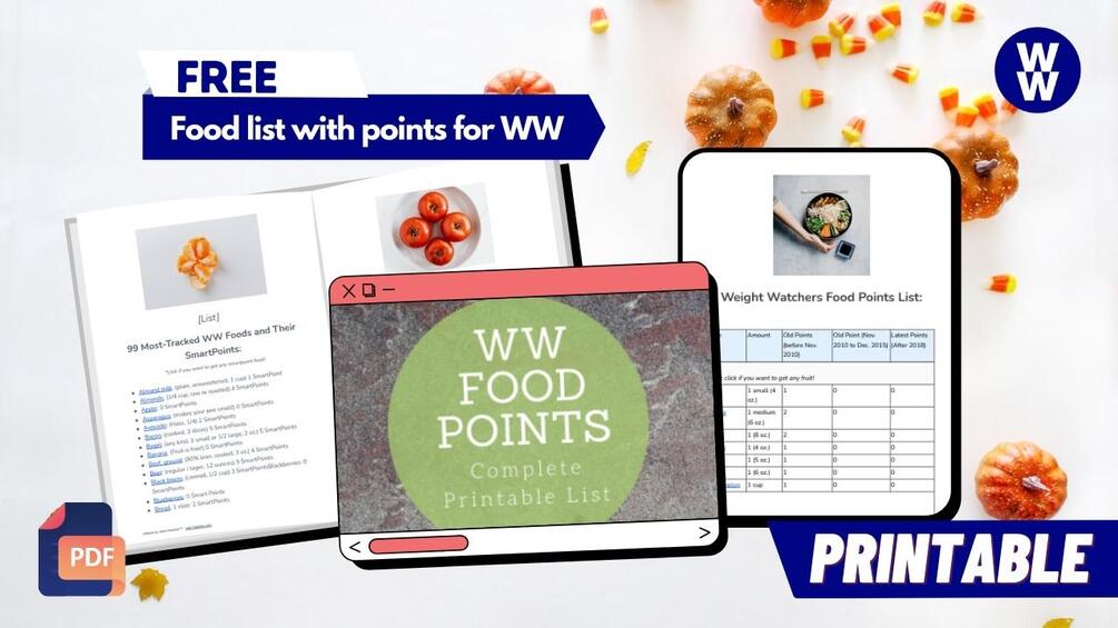 Weight Watchers Top 100 Most Tracked Foods Smart Points