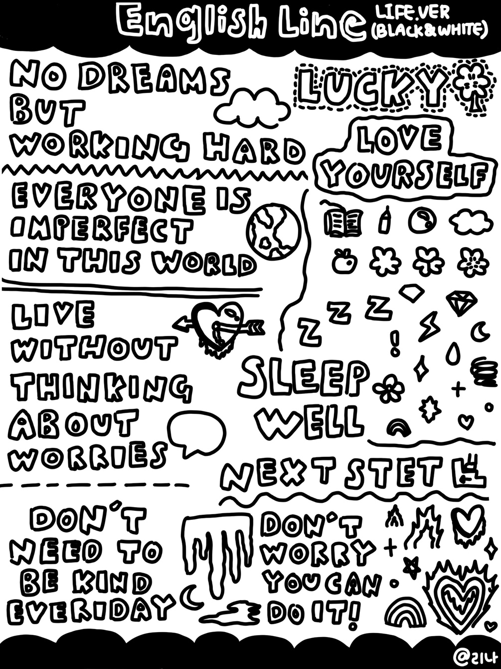 Digital Sticker [English Line Sticker Life ver. (Black)