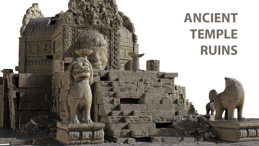 Ancient Temple Ruins 3D High Poly Models
