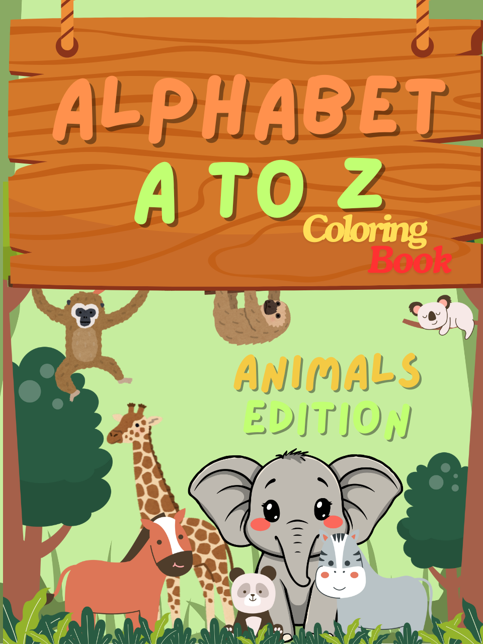 Animals Alphabet A to Z coloring book ( Printable - Digital Product )
