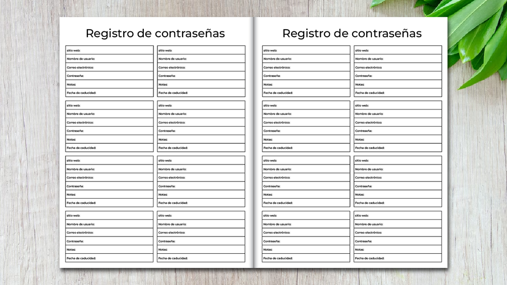 Password Logbook Spanish Edition