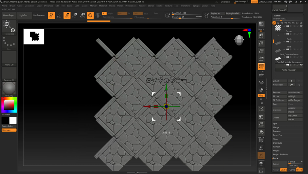 SHOWCASE 3D Stylized Floor Tileable Setup ZBrush Sculpt