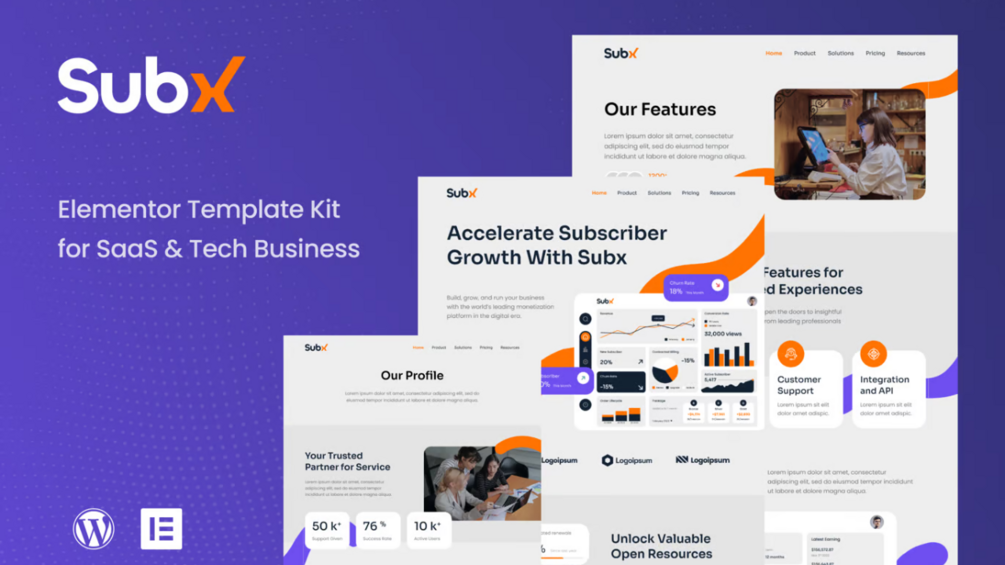 Subx - SaaS & Tech Business Elementor Template Kit, WP Template Kits FT ...