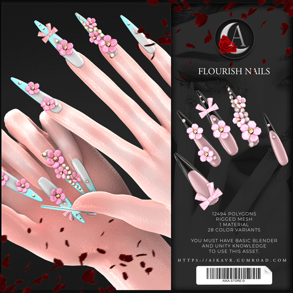 106 𓆩 ☾ 𓆪 • FLOURISH NAILS | RIGGED VRCHAT AND VTUBE ASSET • 𓆩 ☽ 𓆪 by ☾ 𝐀 𝐈 𝐊 𝐀