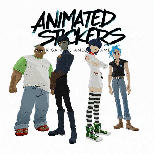 FREE🔥15 Animated 3D Stickers: Gorillaz — the iconic virtual band in full motion | 🎧🖤 For Editors, Gamers & Streamers 💥