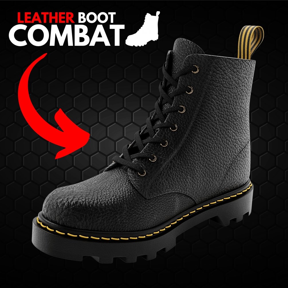 Leather Boot Combat - Military Tactical Black | WOLVES STUDIO