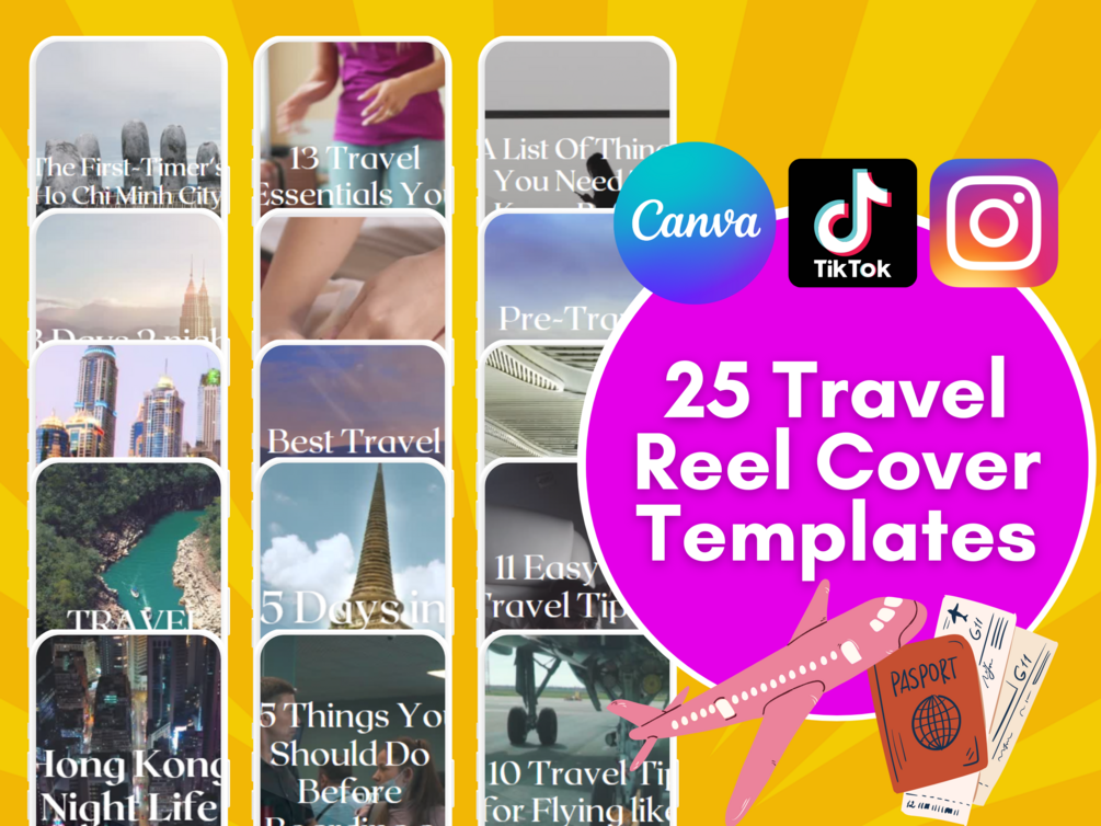 [EDITABLE 25] Instagram Reel Templates Travel Reel Covers Instagram