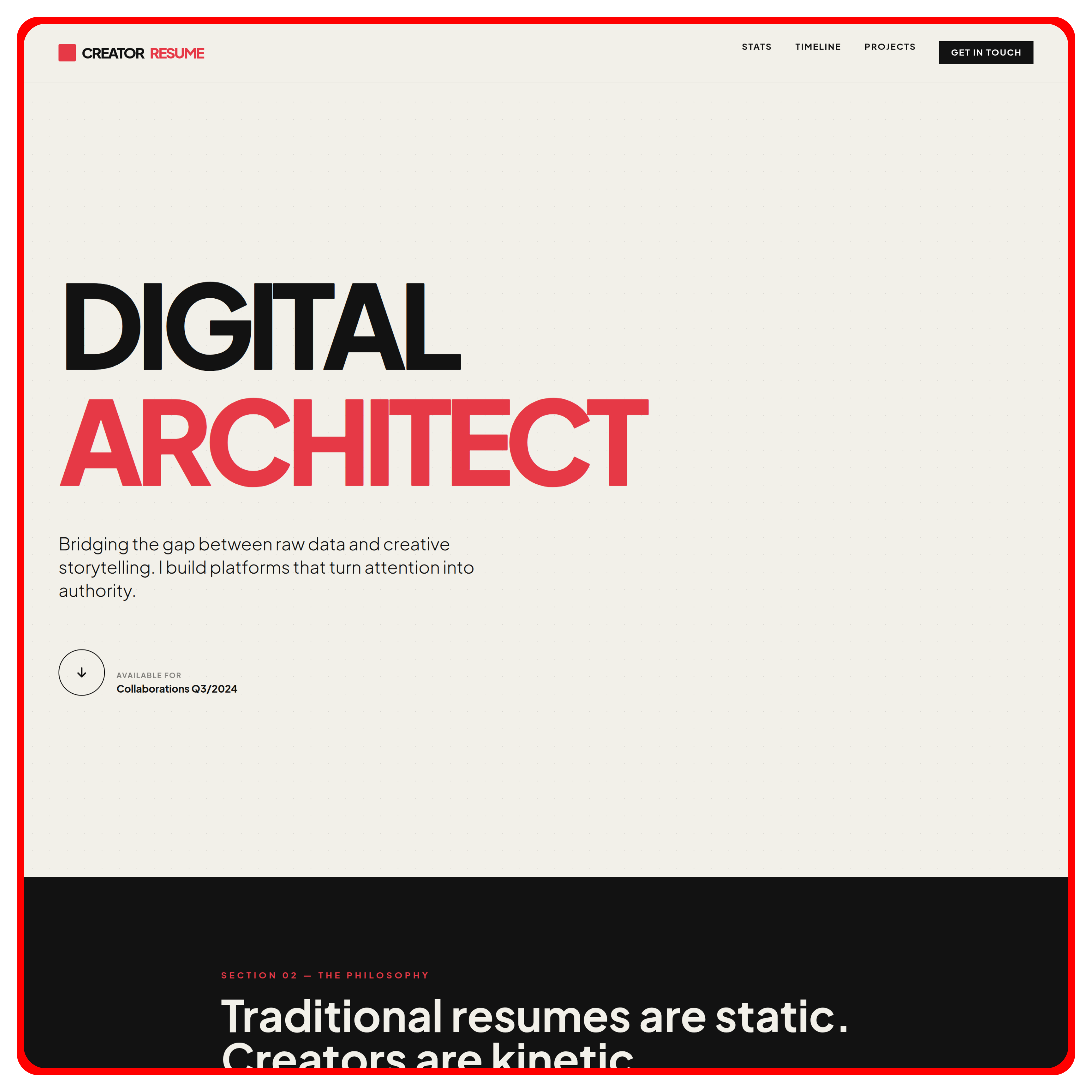 CreatorResume Hero Section Preview