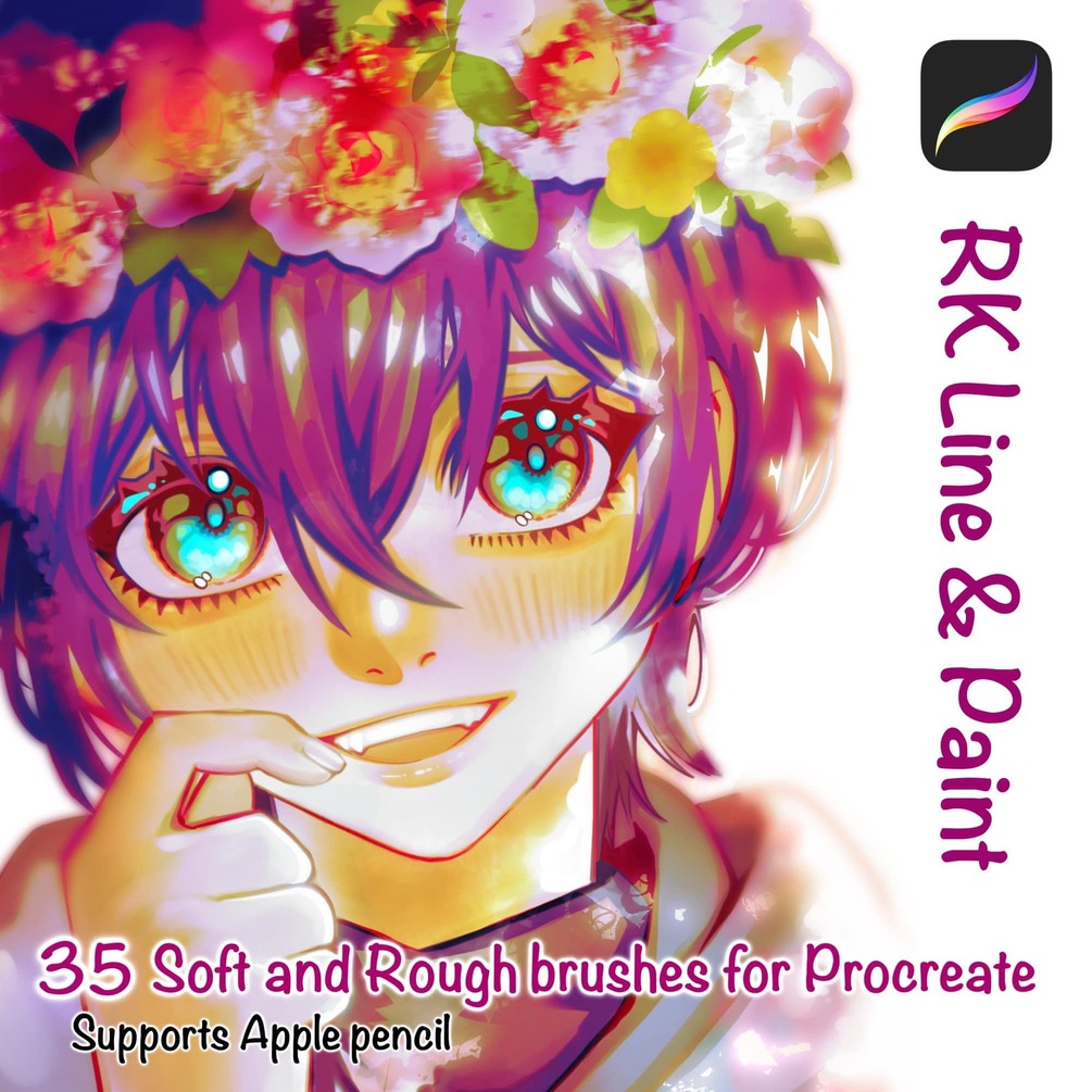 Procreate anime brushes, Soft and Rough brushes for Procreate, Anime brush set, lineart and