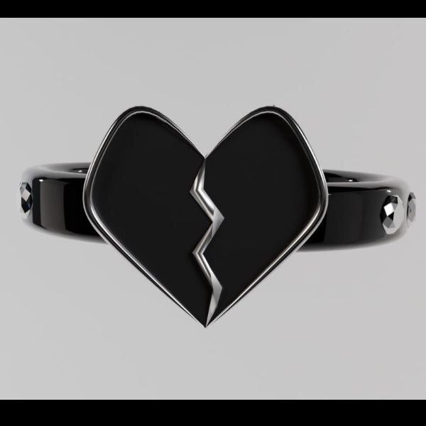 black broken heart ring