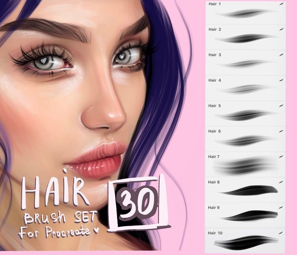 Hair Brushes for PROCREATE by ylanast