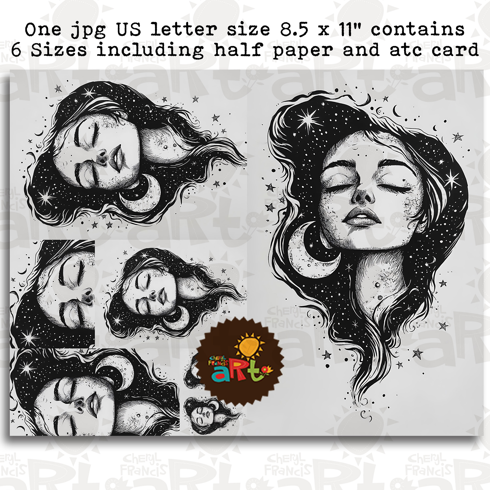 moon-and-star-single-portrait-image-printable-junk-journal-half-paper