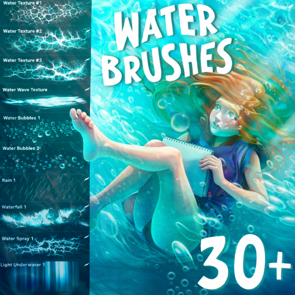 Water Brush Set 30+ for Procreate - Procreate Brush Pack