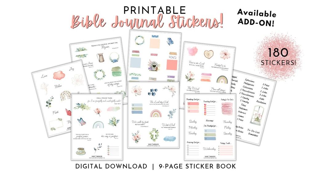 Bible Journaling Printable/ Tropical Bible Journaling Printable/ Bible  Journaling Kit/ Prayer Journal Stickers/bible Stickers/faith Stickers 