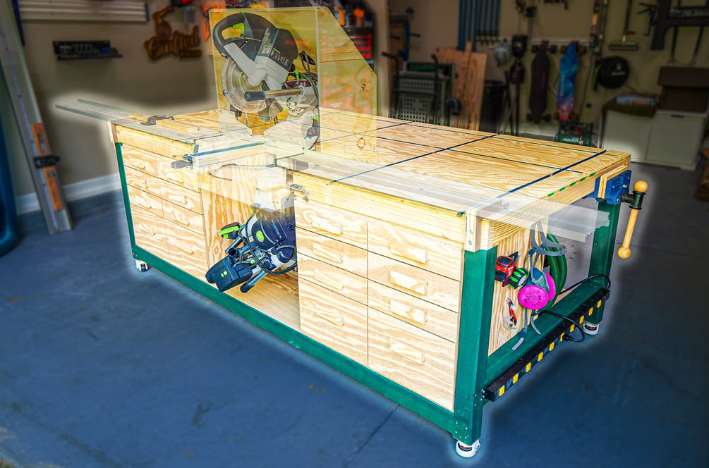 DIY Mobile Workbench with Table Saw & Router Table Plans