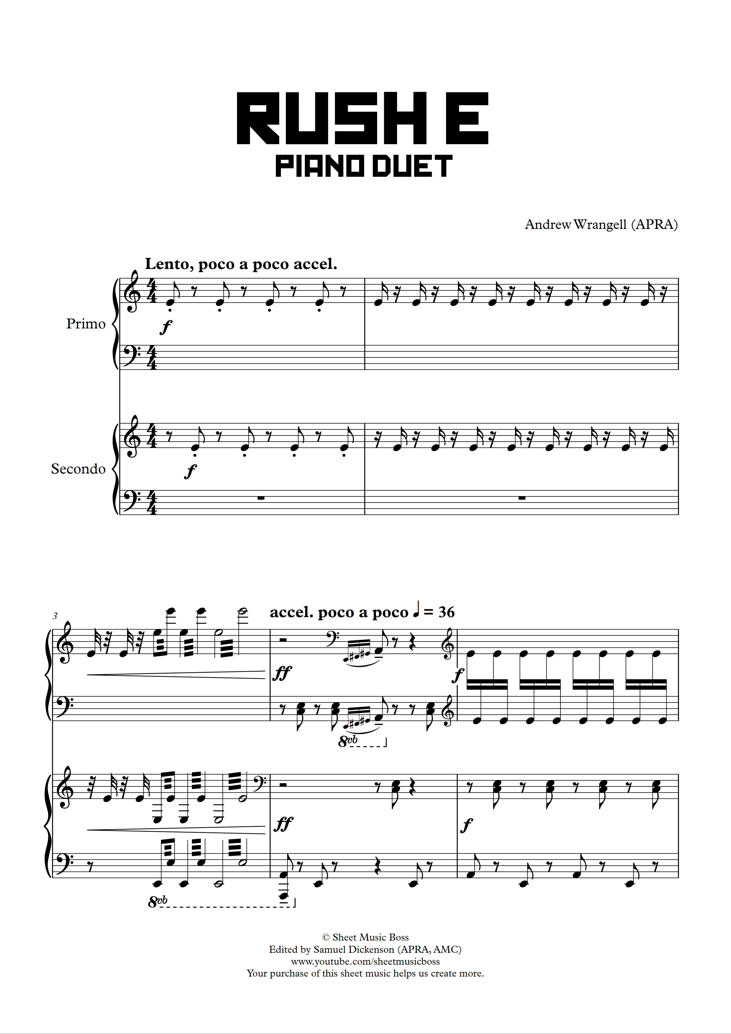 Rush E Piano Duet Version Piano Sheet Music PDF