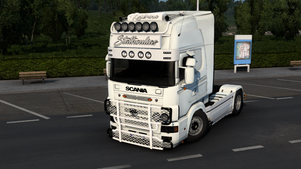 Stathoulias Scania 164L 580 white by SOTOS CUSTOMS ETS2