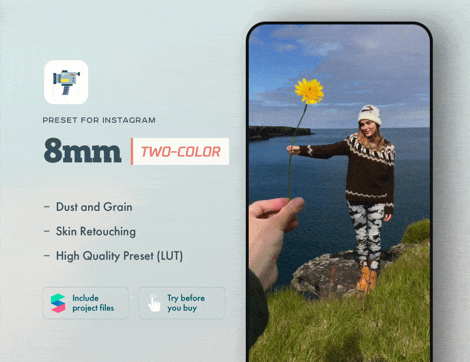 Filter «8mm Two Colors» with Dust and Grain for Instagram