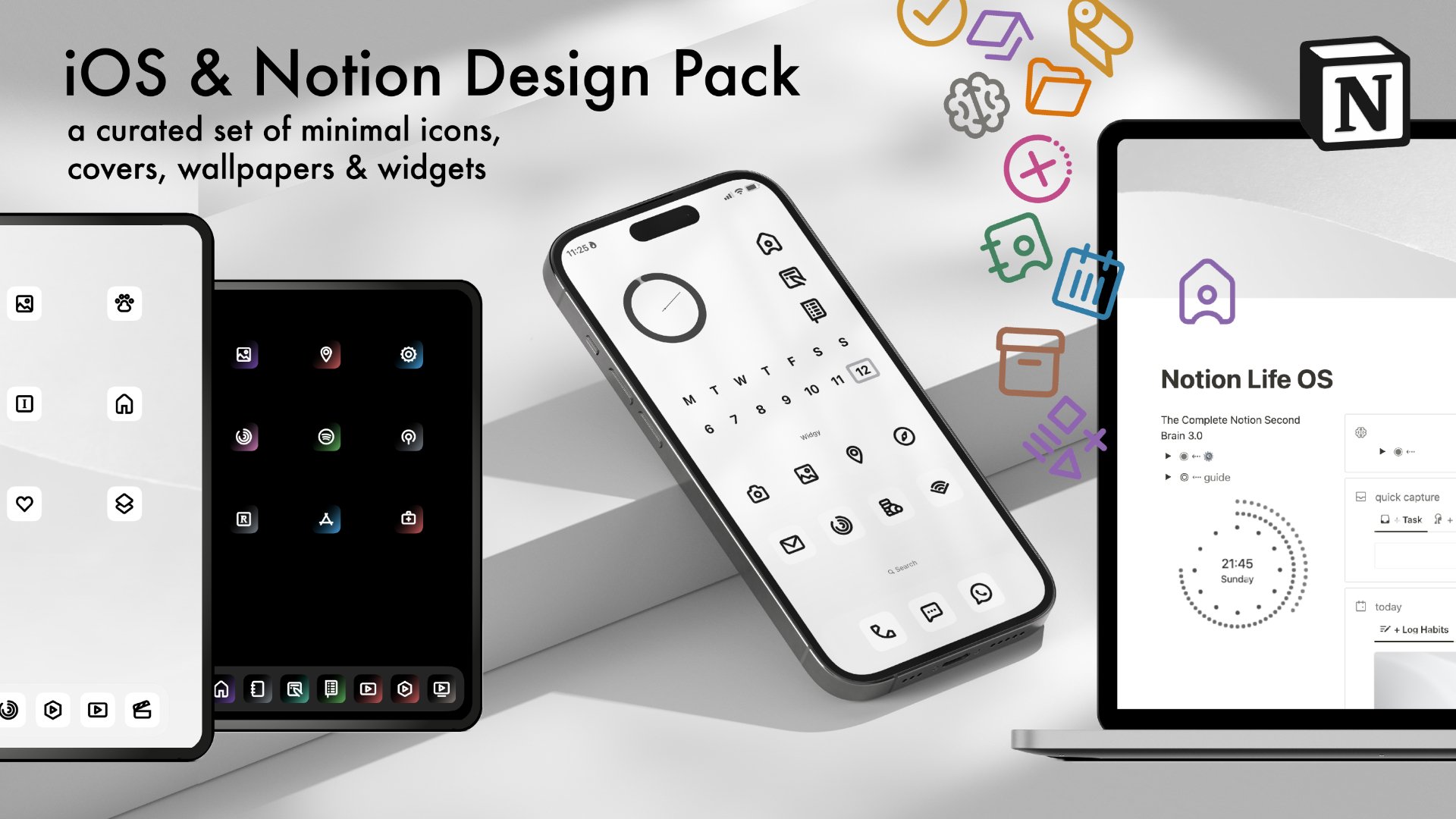 Icon Pack Icon Covers Ios 14 Free Black And White 300 Aesthetic