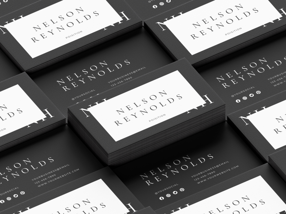 Black minimalist business card template canva template