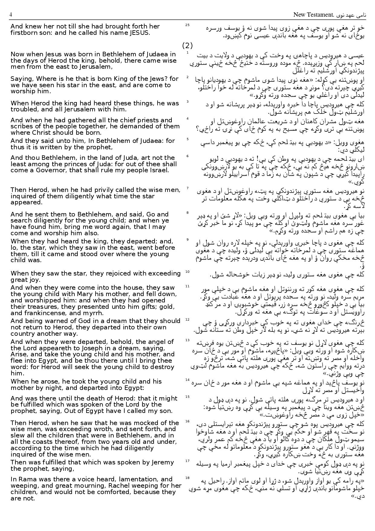 [PDF] New Testament English Pashto parallel text