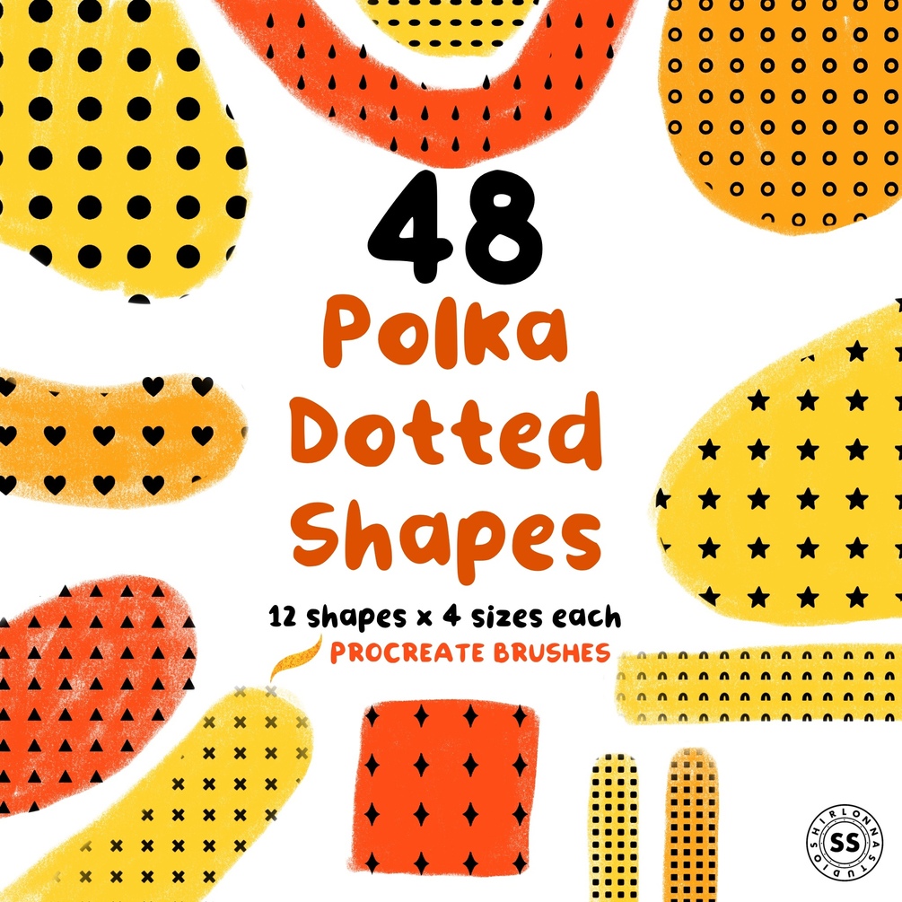 48 Polka Dotted Shapes Brushes | Procreate by The Rosy Otto