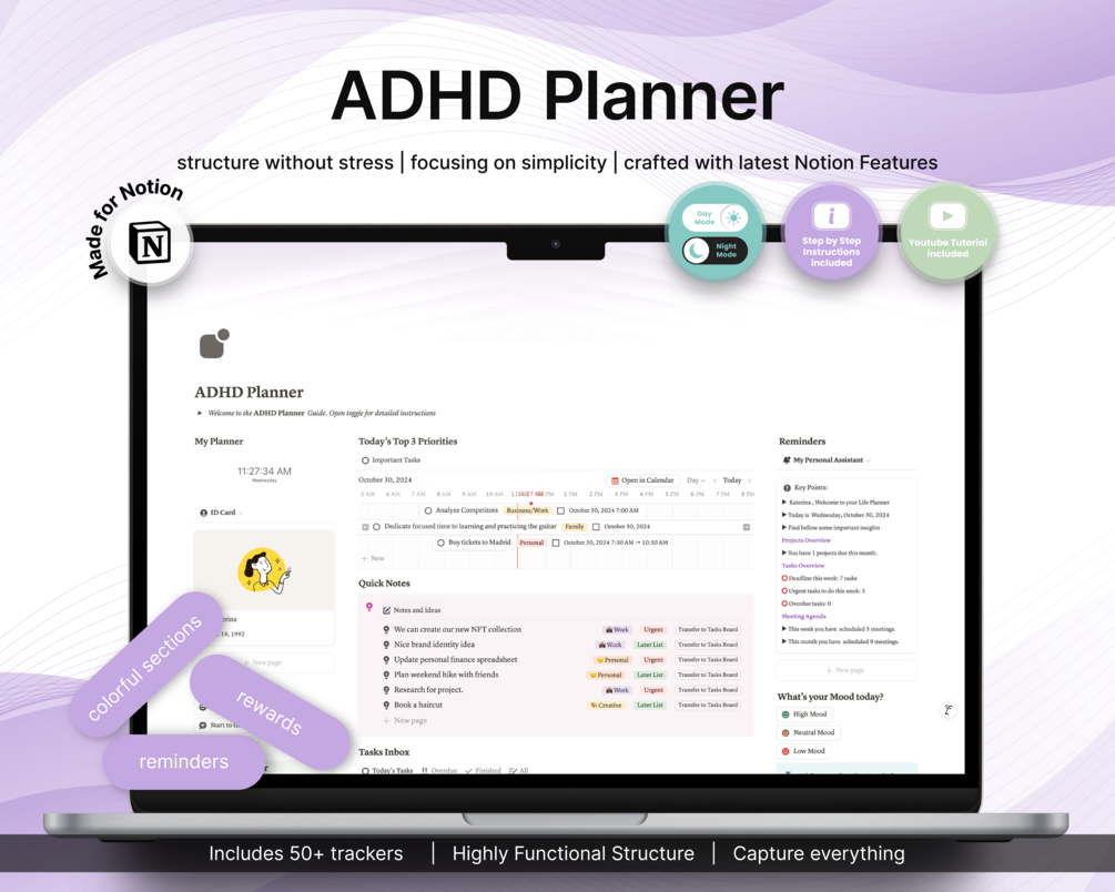 ADHD Notion Template product image