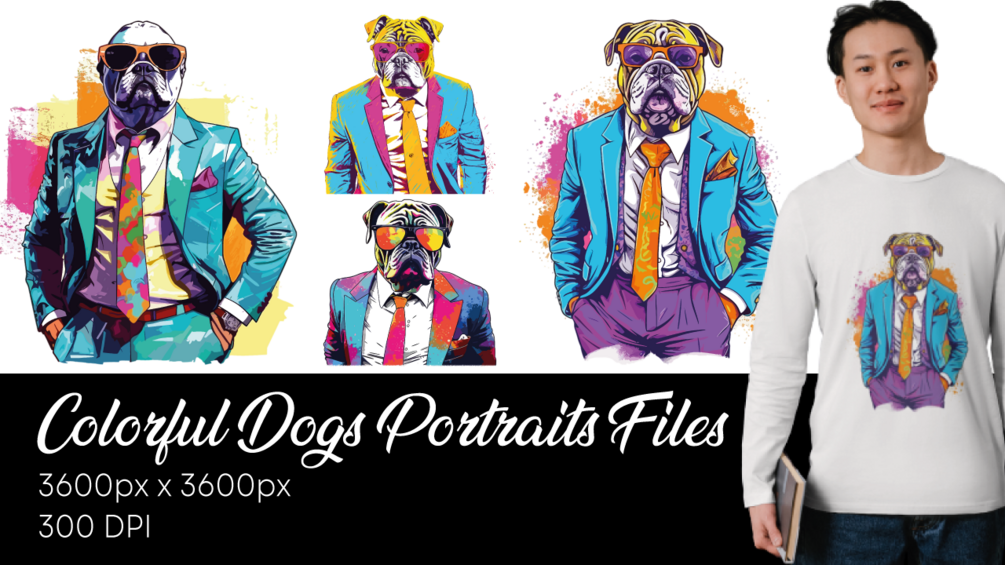 Colorful Dogs Portrait Bundles
