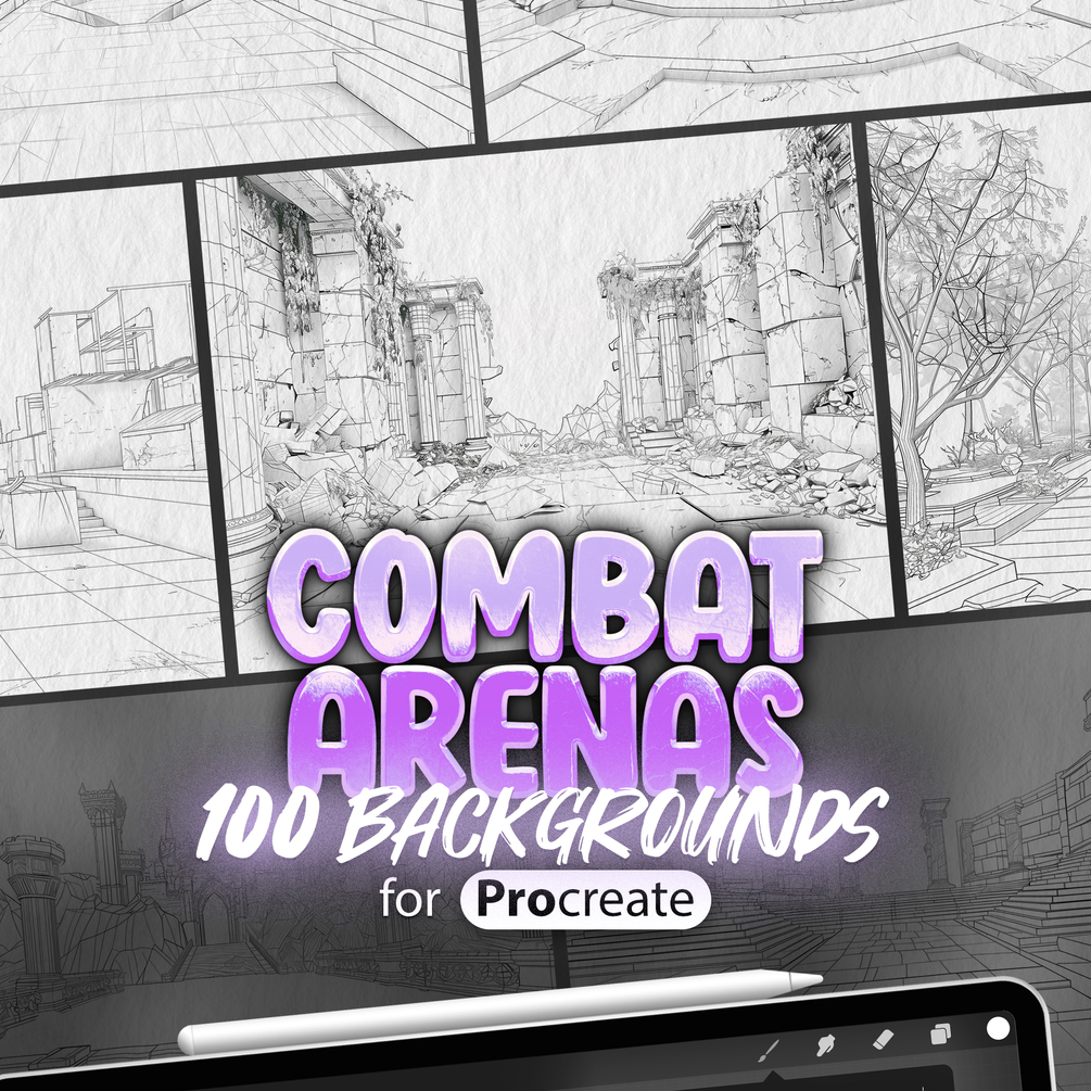 100 Procreate Combat Arenas Backgrounds Collection