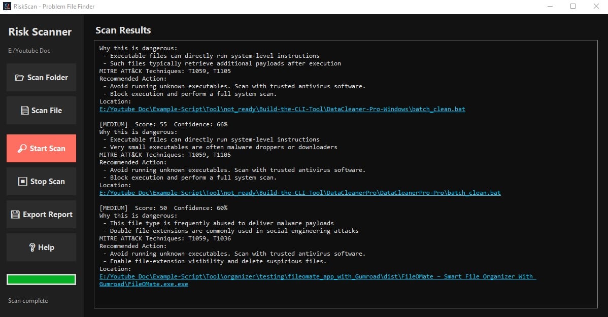 RiskScan Interface Screenshot