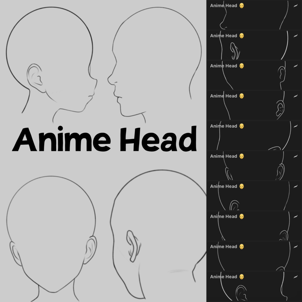 Anime head base pack for procreate! by ~Attki~