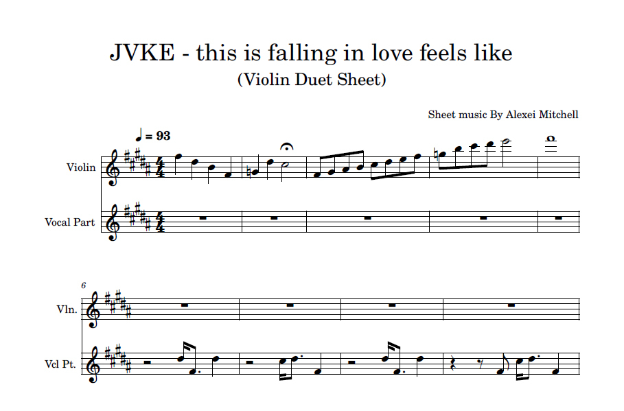 JVKE this is what falling in love feels like (Violin Sheet)