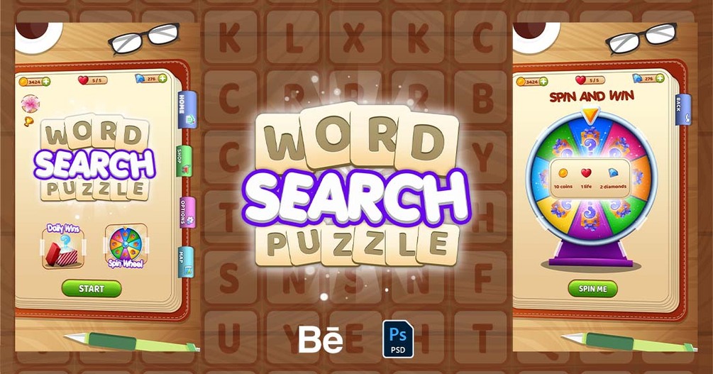 Word Search Puzzle UI Design Kit – Unlock Your Puzzle Adventure!