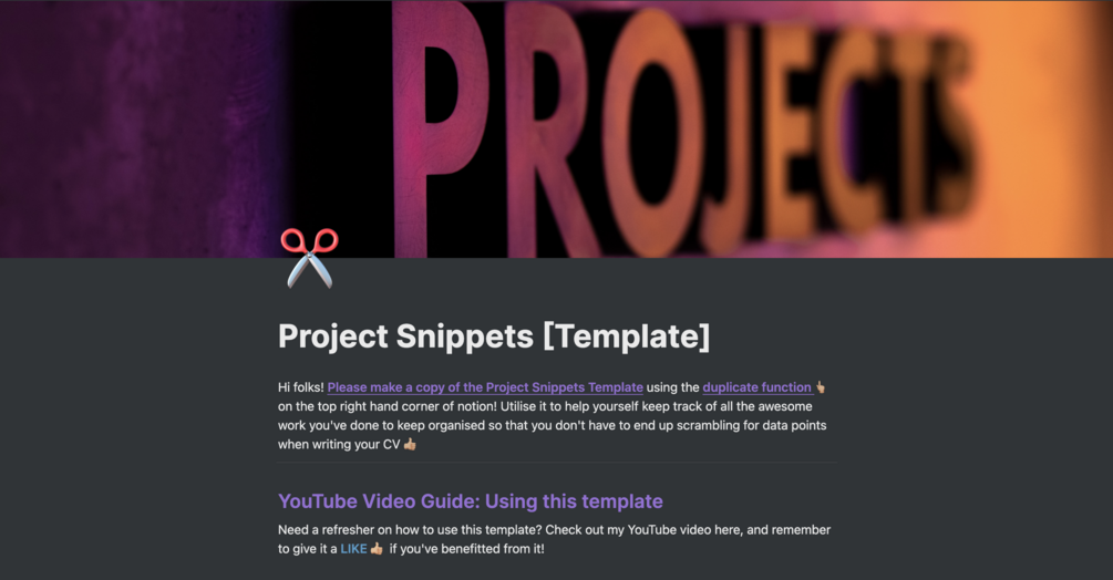 Project Snippets [Notion Template]