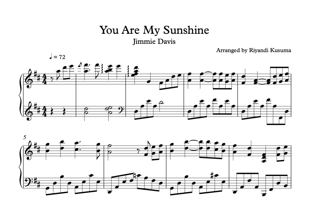 You Are My Sunshine Sheet Music