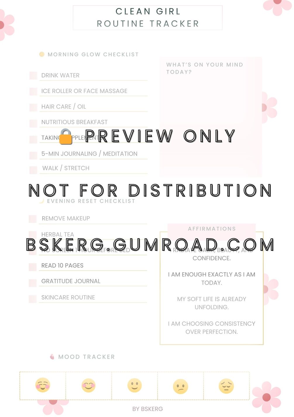 Clean Girl Routine Tracker - Aesthetic Self-Care & Habit Checklist (PDF ...