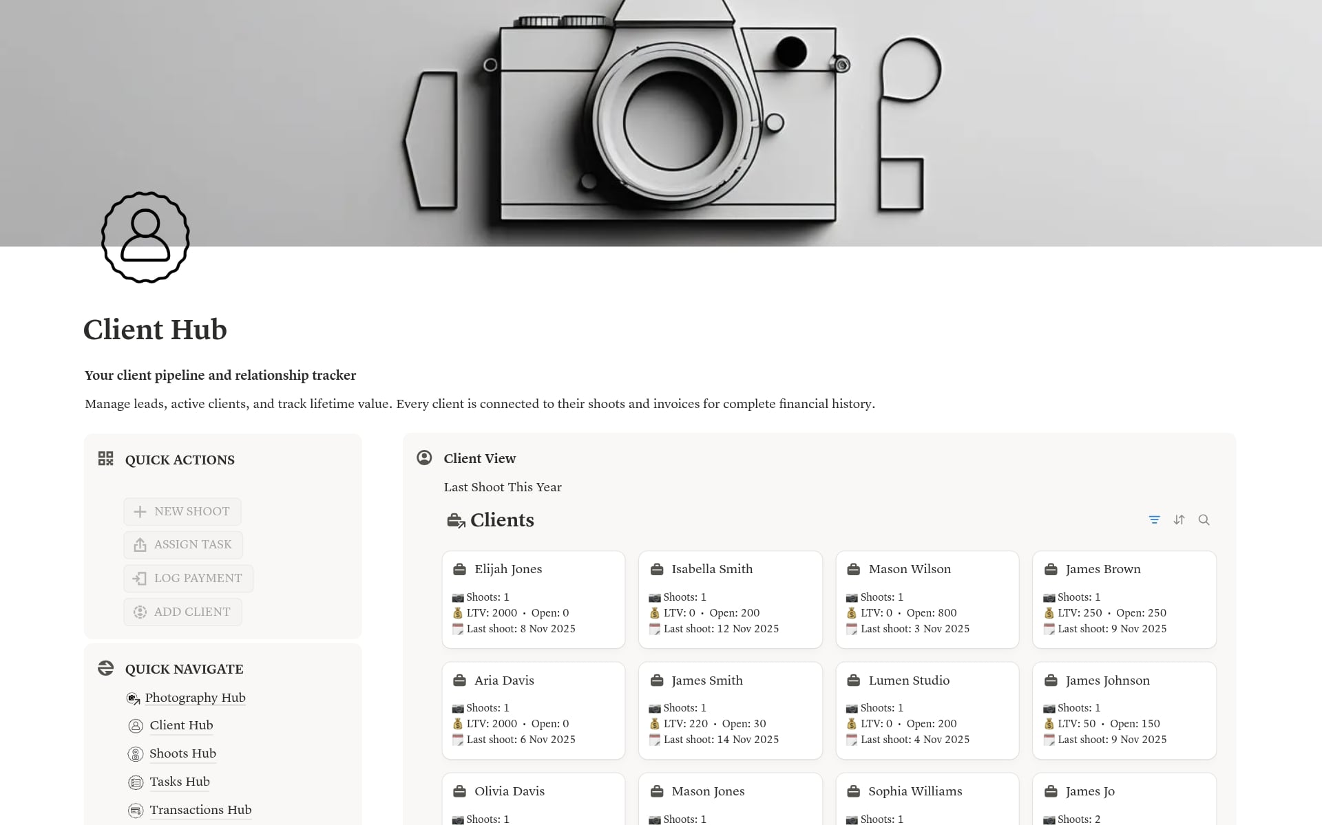 Photography Business OS -  Photography CRM, Shoots, Editing & Invoicing - view 3