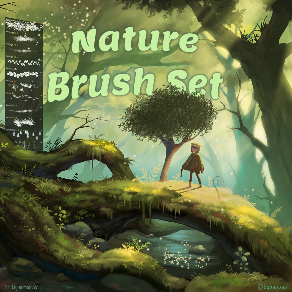 FREE Nature Brush Set for Procreate! by bybaobab