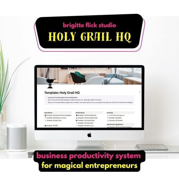 Notion small business operating system | holy grail headquarters | ADHD productivity