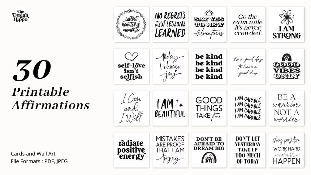 40 Positive Affirmation Cards - Neutrals – Sweet Summer Designs