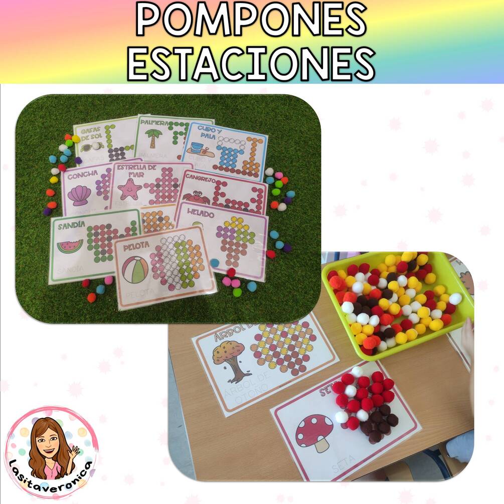Pompones Estaciones/ Seasons Pom poms Otoño. Invierno. Primavera