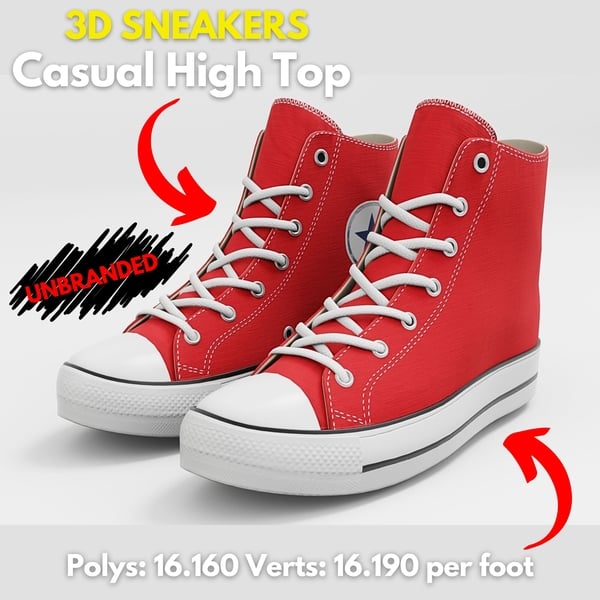 Sneakers - Casual High Top Red - Unbranded | WOLVES STUDIO
