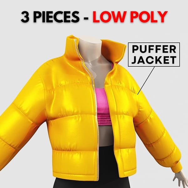 Outfit Puffer Jacket Yellow and Top with Bike Shorts | WOLVES STUDIO