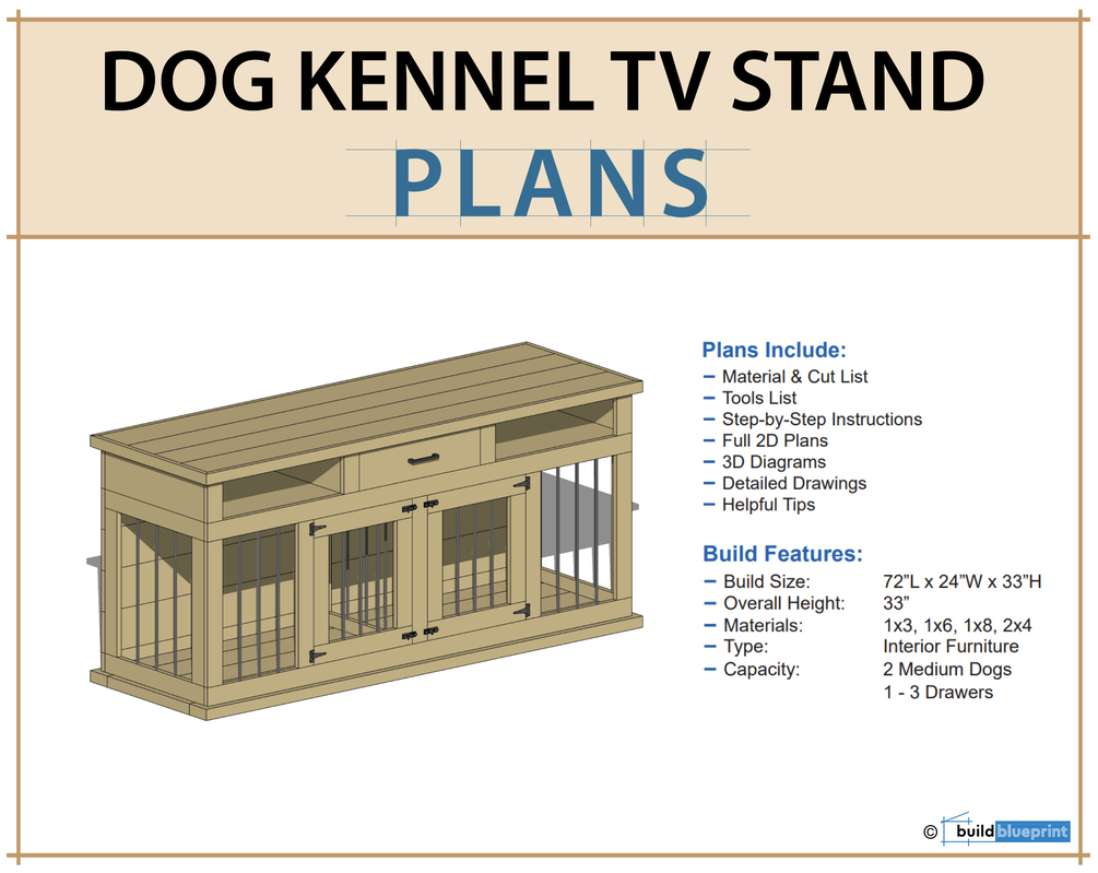 DIY Plans for Triple Dog Kennel TV Stand Extra Large Wooden Dog Crate Media  Center Digital PDF 