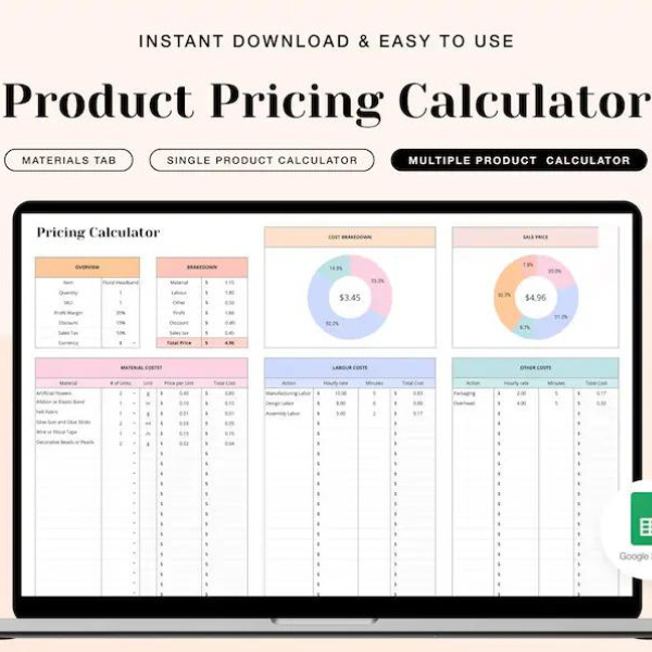 Product Pricing Calculator Google Spreadsheet