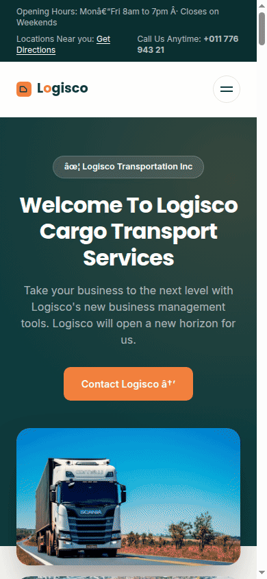 Animated mobile walkthrough of the Logisco website