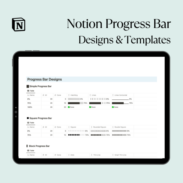 Notion Progress Bar Designs & Template